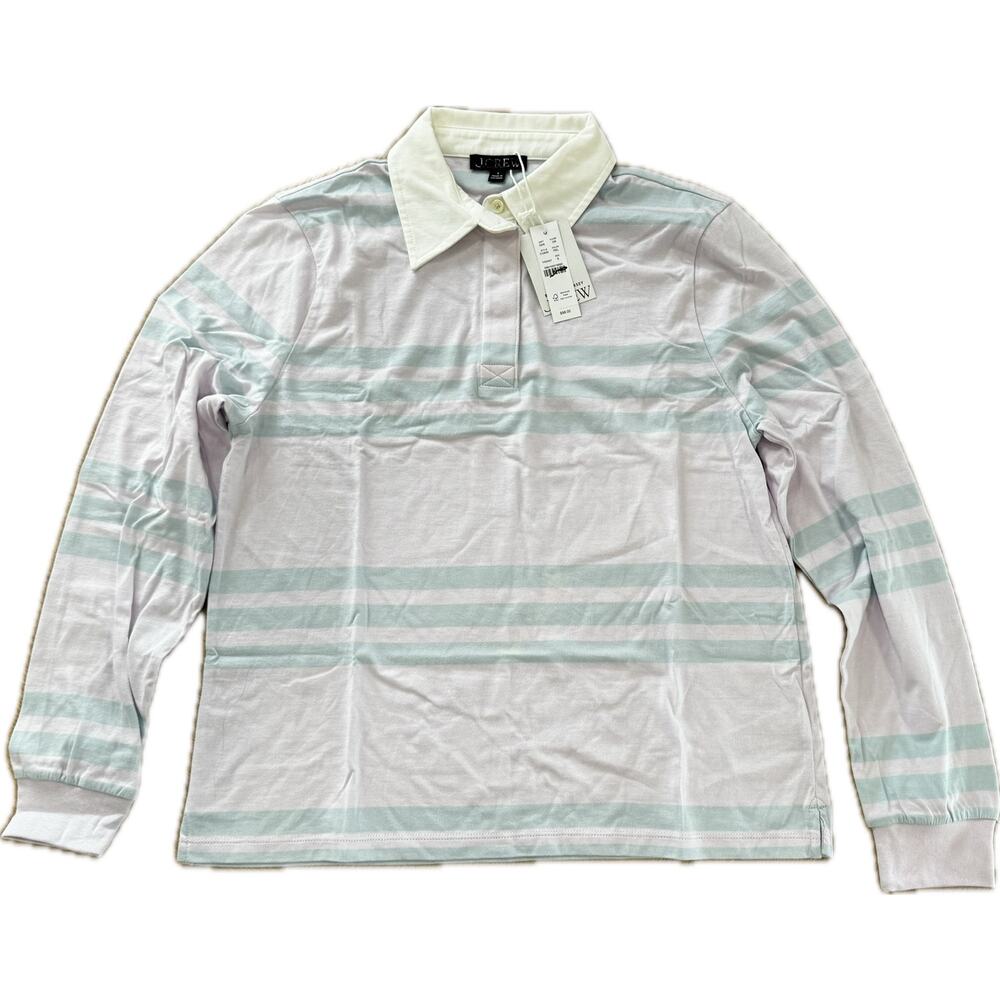 J.Crew Boyfriend jersey rugby shirt in stripe Lavender S - Picture 2 of 6